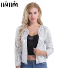 Женский Блестящий Кардиган с длинным рукавом, офисный облегающий жакет с блестками