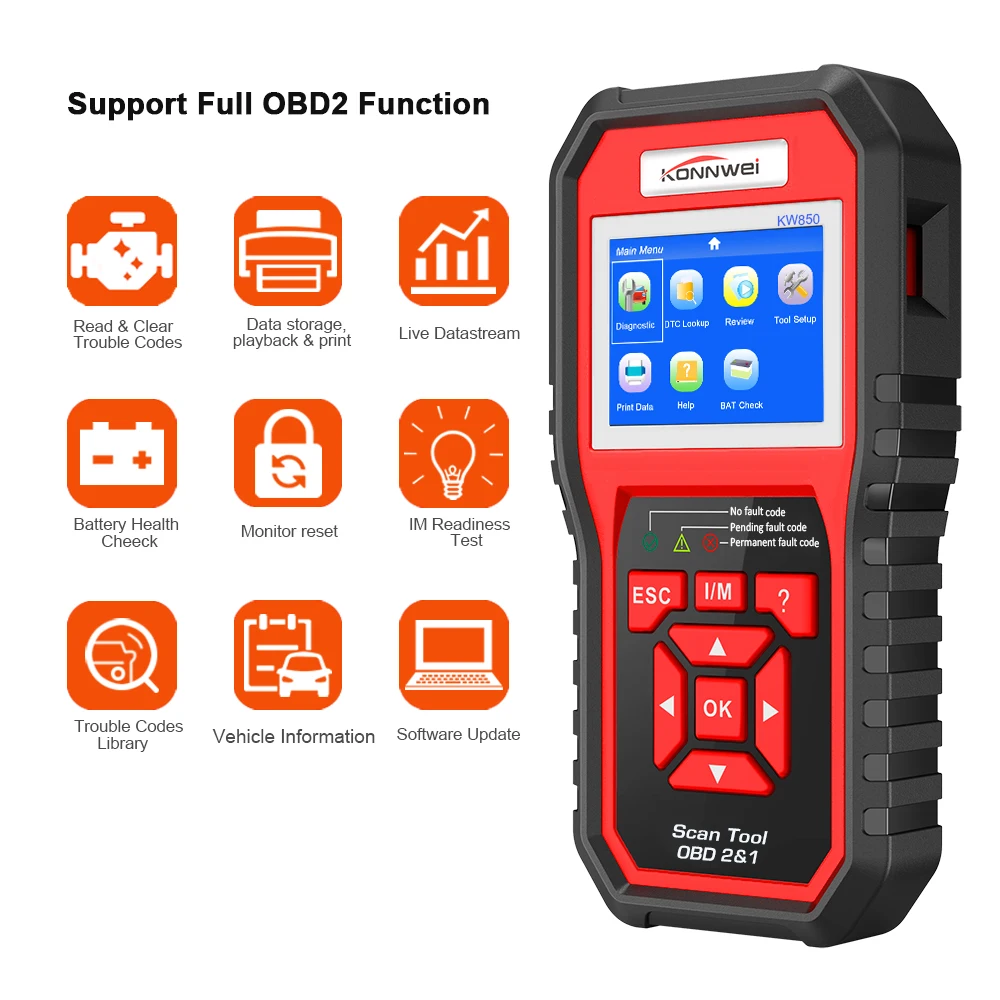 OBD2 ODB2 сканер автоматический диагностический сканер KONNWEI KW850 Автомобильный сканер Универсальный OBD Код двигателя считыватель полная функция диагностики автомобиля