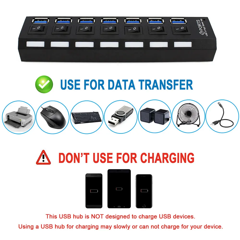 Usb-хаб 3 0 высокоскоростной 4 7 портов USB концентратор с адаптером питания EU/US/UK