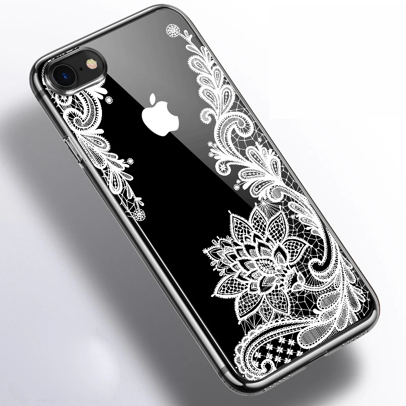 374 Роскошный силиконовый чехол для телефона для iPhone 8, 7, 6, 6s Plus, 5S чехол s, 3D кружевной цветок, мягкий ТПУ чехол для iPhone X XS, чехол для MAX XR - Цвет: 374