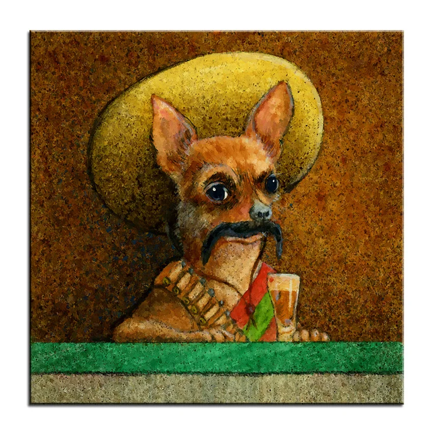 Большой размер Печать Картина маслом viva Чихуахуа Настенная картина в стиле