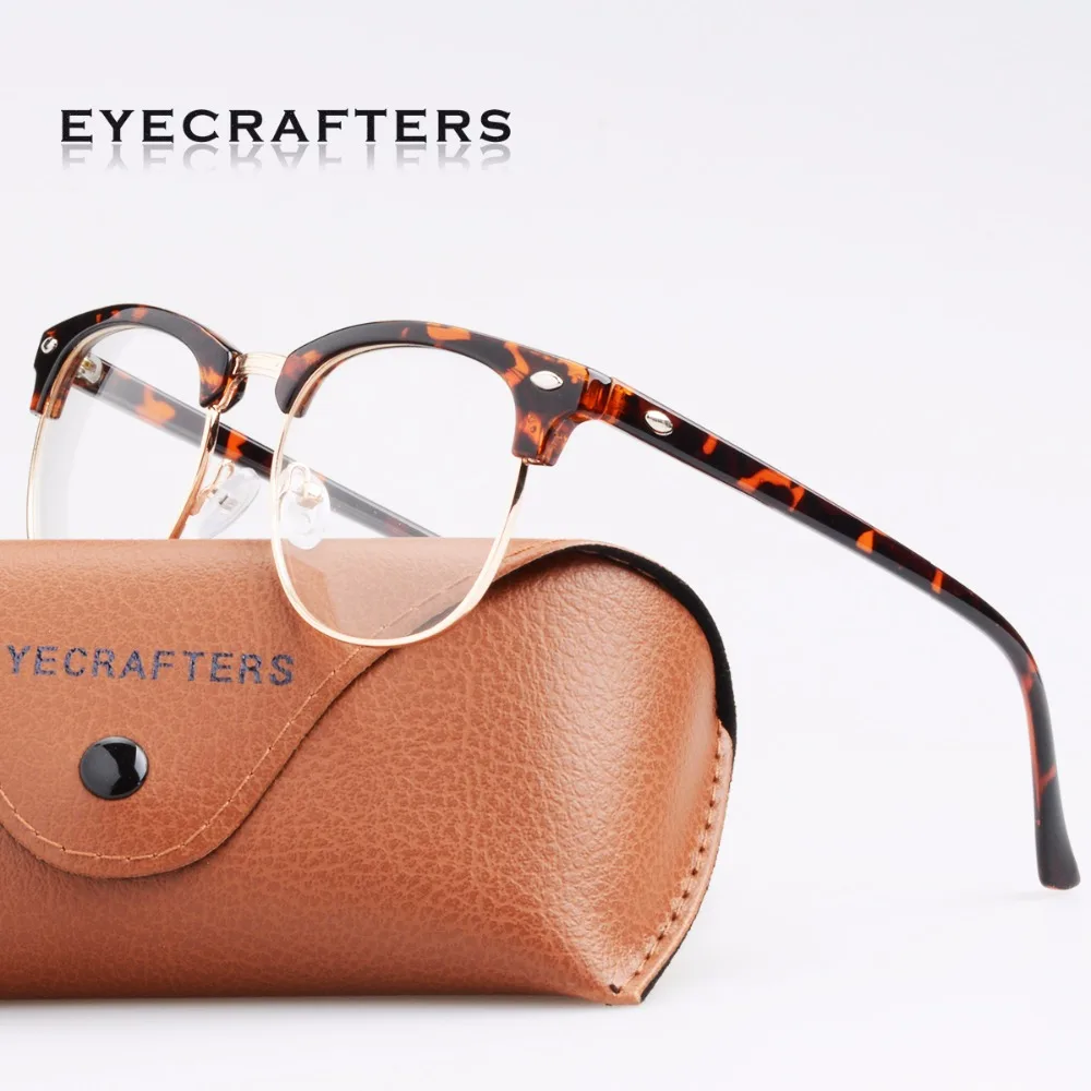 Eyecrafters Классическая полуободковая Женская Ретро оптическая оправа для очков