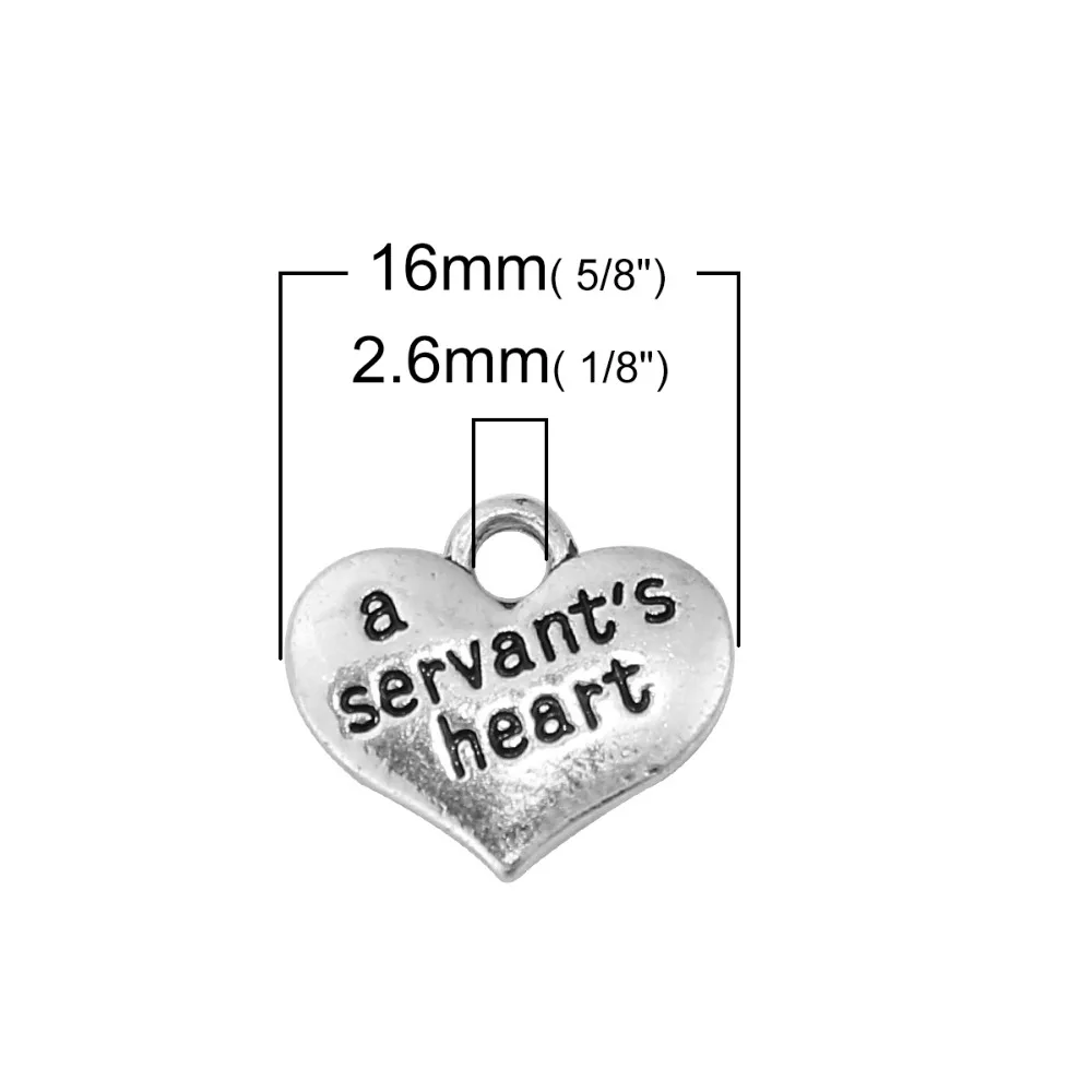 DoreenBeads подвески из цинкового сплава Резные сообщения в форме сердца серебряный
