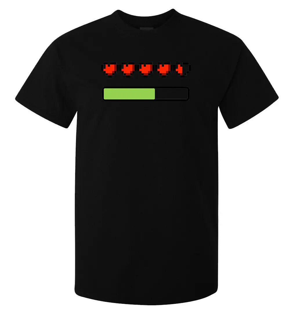 Funny pixel styled health and energy bar men's (woman's available) t shirt black Short Sleeve T-Shirt Print top tee | Мужская