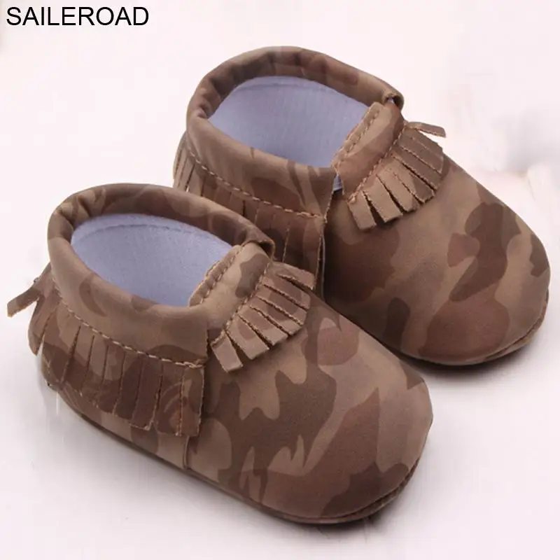 SAILEROAD/0-18Month модная обувь из искусственной кожи, для детей, для тех, кто только начинает ходить, мокасины для новорожденных детская обувь для камуфляж Цвета обувь для мальчиков - Цвет: D0293 coffee