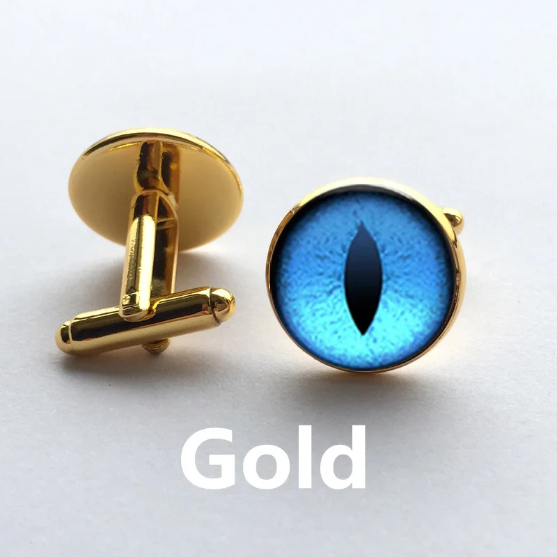 handmade Cufflink BestSelling Blue Dragon eye Glass Cabochon Dome personality witchcraft High Quality jewelry | Украшения и