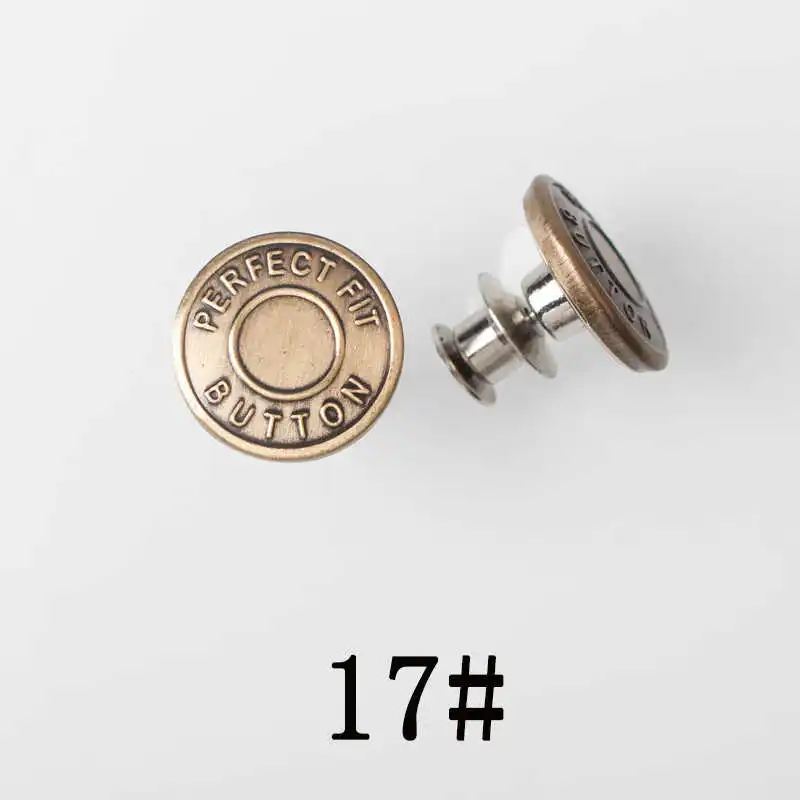 No17 17mm 24 различных 1 шт ноготь-бесплатно ноготь талии кнопки регулируемые джинсы кнопки джинсовые пуговицы одежда металлические мужские и женские брюки съемные - Цвет: No17 17mm
