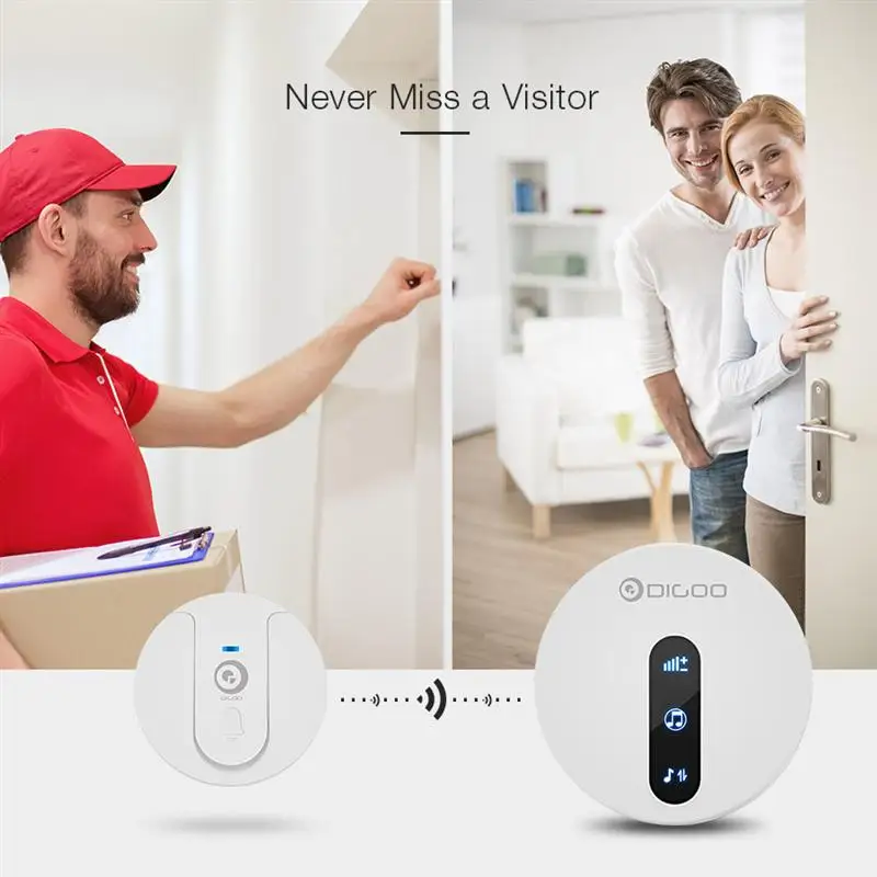 DIGOO DG-SD10 SD10 передатчик автономный Водонепроницаемый дверной звонок EU/US/UK вилка раздвижная КНОПКА 58 мелодий дверной Звонок