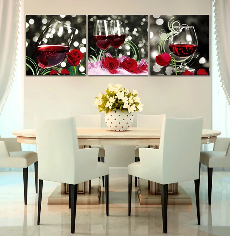 

2017 New Arrivals Printings Paintings Wall Art Home Decoration Framed Canvas Oil Painting For Living Room Bedroom Red Rose Glass