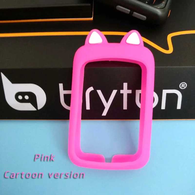 Pink cartoon Bryton Rider 450 Rider 410 велосипедный Компьютер Силиконовый чехол мультяшный резиновый защитный чехол+ HD пленка(для Bryton 405 410 450 - Цвет: Pink cartoon