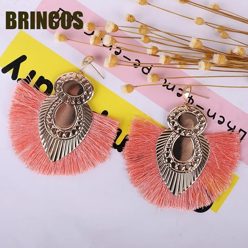 Женские серьги с кисточками boho винтажные индийские Золотые ручной работы в