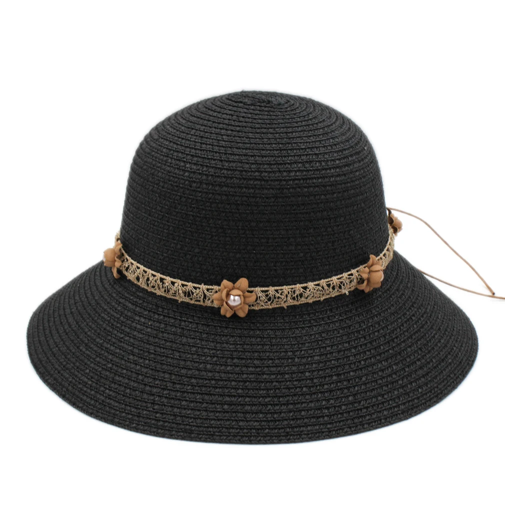 Mistdawn Floppy Brim женская соломенная шляпа летняя пляжная уличная шляпа от солнца котелок w/Цветочная кружевная лента Hatband размер 56-58 см