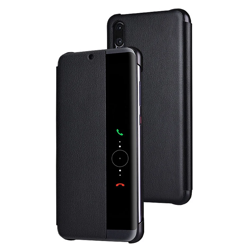 

CAPSSICUM P20/P20pro Smart PU Leather Case for HUAWEI P20 P20 Pro Flip Cover View Window Auto Sleep Wake Hard Shockproof