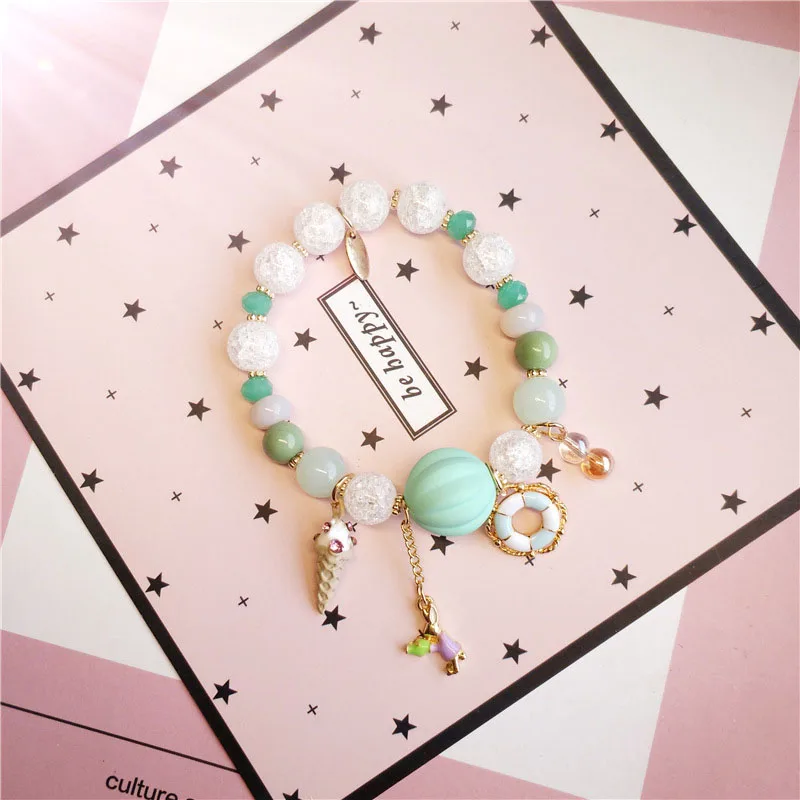 Новый сладкий для женщин попкорн Кристалл Браслеты Одежда заплыва мороженое