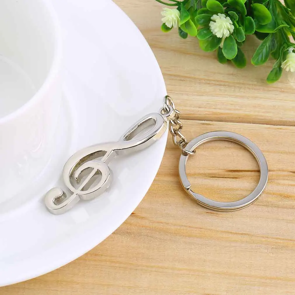 

1pc Key Ring Silver Plated Musical Note Keychain for Car metal Music Symbol Stainless Steel Metal Treble Clef Symbol Gift
