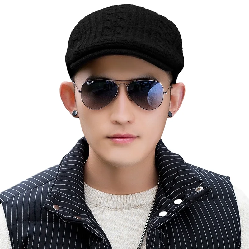 FANCET, мужские шапки Newsboy Homme, новинка, одноцветные, 3 цвета, мужские, вязаные, смесь шерсти, влагоотводящий свитер, Повседневный, теплый, 88090
