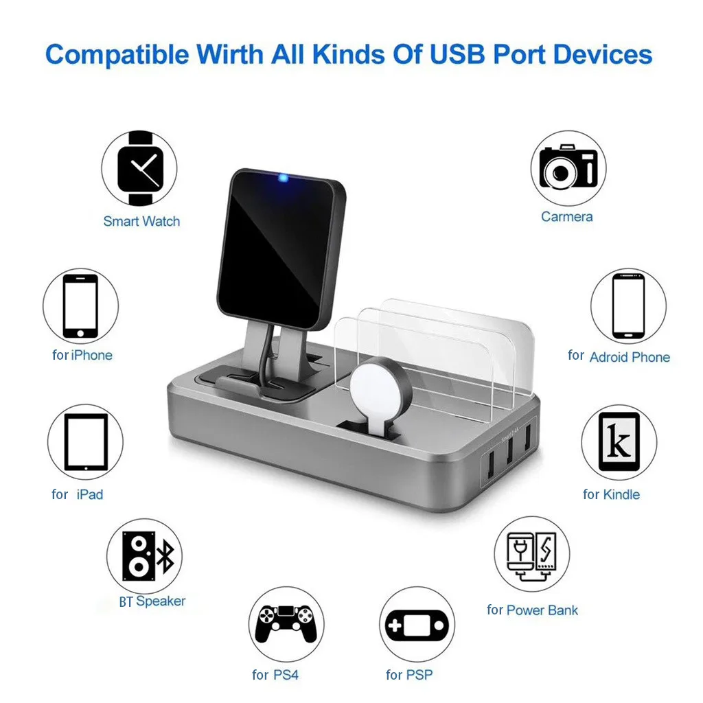USB 5-Порты US/EU металлическая зарядная подставка станция для мобильного телефона держатель стенд бамбука Зарядное устройство для выставочного стенда# Y8