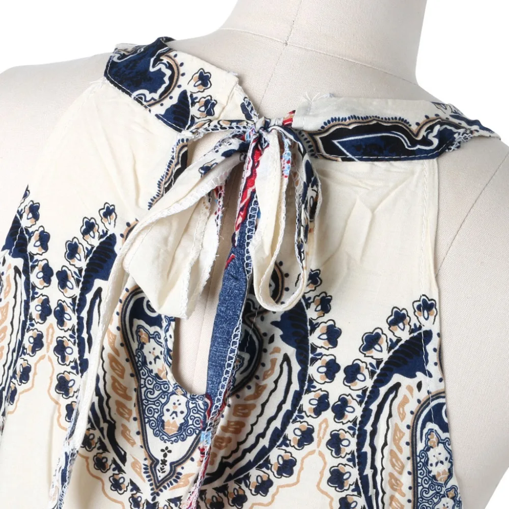 Женское короткое коктейльное платье без рукавов Boho летнее пляжное мини платье|mini