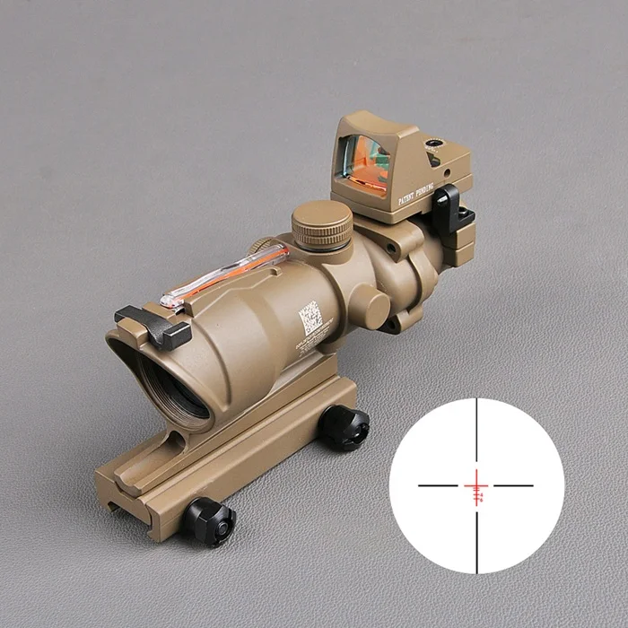 Синий ACOG 4X32 настоящая сетка волоконно-оптический прицел с красной подсветкой с RMR Mirco Red Dot Sight 20 мм Rail охотничьи прицелы - Цвет: Синий