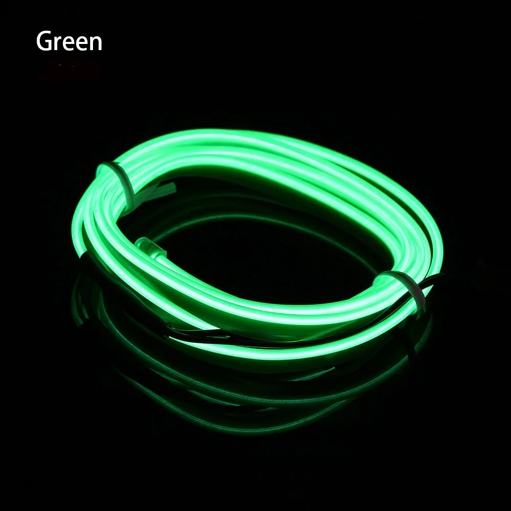 Зеленый 1PC Multi-Color 1m/2m/5m LED Flash Flexible Neon Light Glow EL Strip Tube Wire Rope Glow Car Decor - Испускаемый цвет: Зеленый