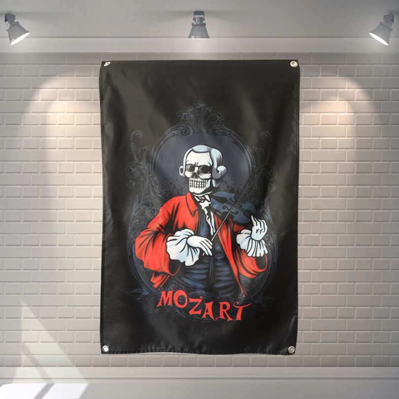 

"MOZART" Heavy Metals Rock Creative Banners Hanging Flag Wall Sticker Cafe Restaurant locomotive club Live Background Decoration