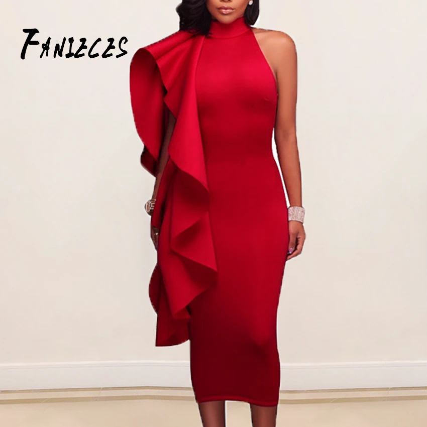 FANIECES Для женщин Bodycon платье Раффлед пикантная обувь вечерние Вечер Клубная одежда лето модные платья роковой vestidos