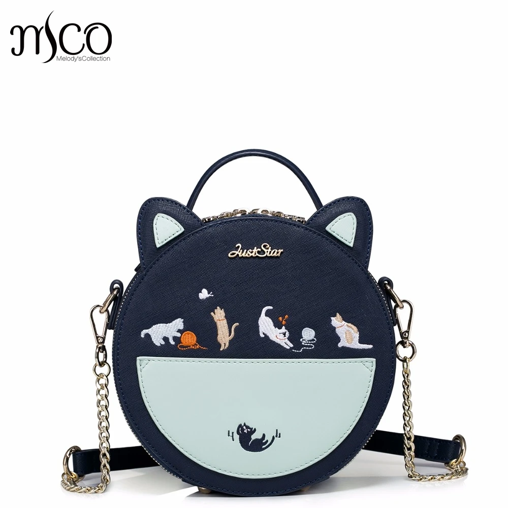 Новинка фирменный дизайн вышивка в виде кошек цепи искусственная кожа для женщин