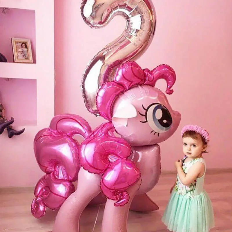 

Large Laser Rainbow Horse Foil Balloons Cartoon Red Pink Pony Unicorn Balloon Birthday Theme Party Decor Oh Baby party Supplies