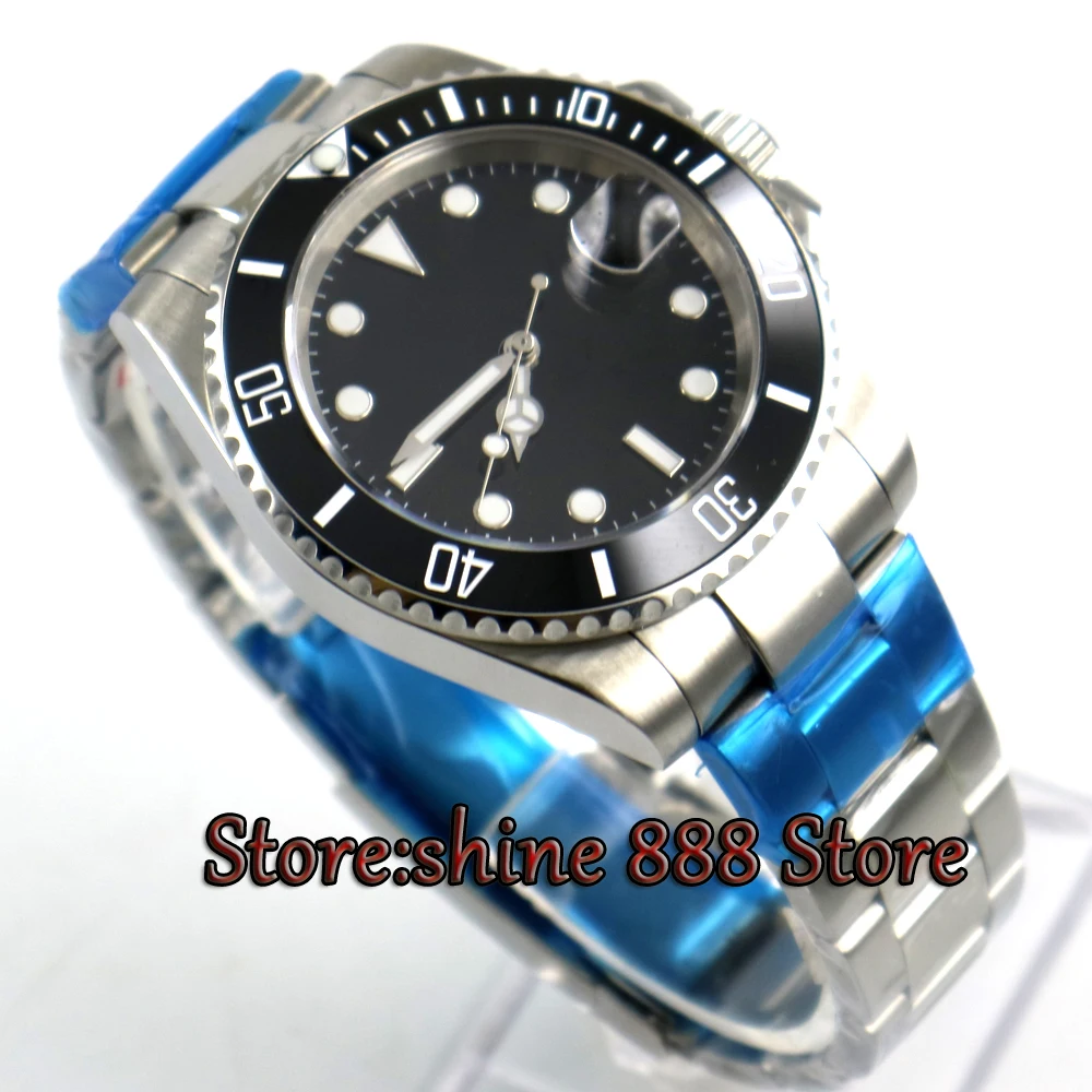 BLIGER 40mm Black dial ceramic bezel Sapphire glass Automatic movement Men s watch