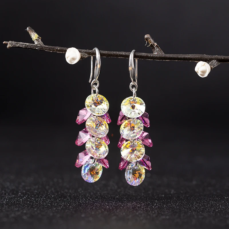 Темпераментные легкие Роскошные серьги с австрийскими кристаллами и бусинами