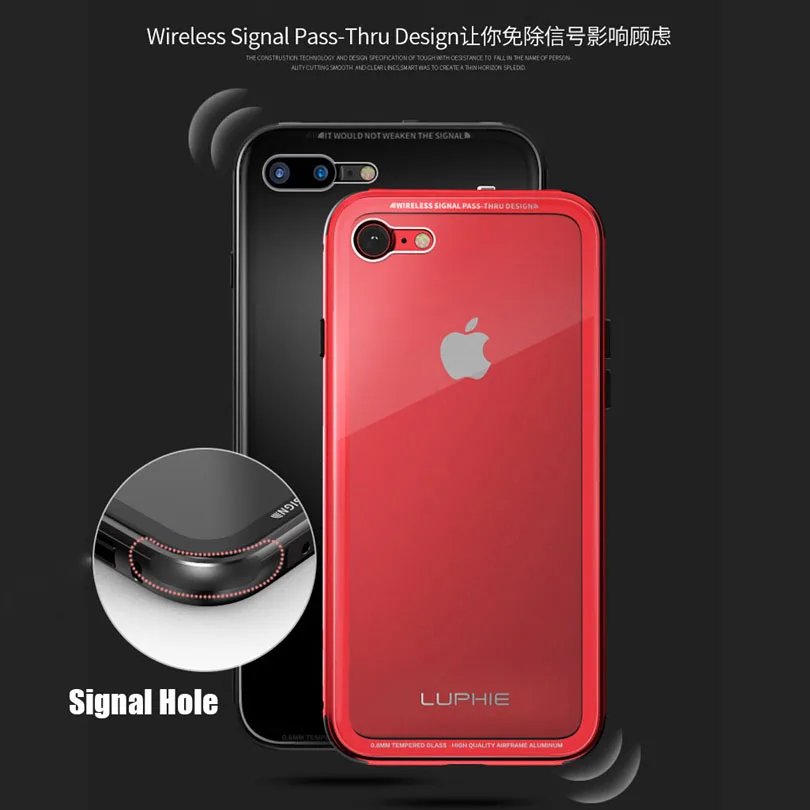 Чехол для IPhone 7 8 плюс роскошный оригинальный Luphie Алюминий металлический каркас + 9