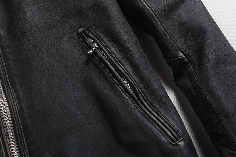 Avurexmen Мужская винтажная куртка из натуральной кожи Модная приталенная куртка из натуральной кожи Мужская Весенняя повседневная кожаная куртка для мужчин