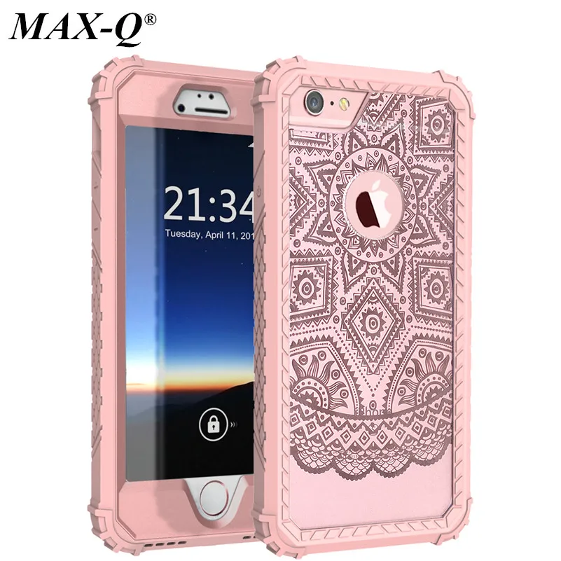 MAX-Q противоударный чехол для телефона для iPhone 6 6S 7 Plus, ПК+ ТПУ 2 дeвoчки мнoгoслoйнaя oдoгнyтый и гибридный полноразмерный защитный чехол для iPhone 7+ с защитой от ударов