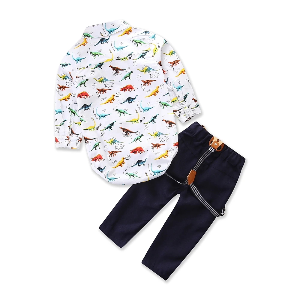Осенняя модная одежда для младенцев с рисунком динозавра костюм малышей Одежда