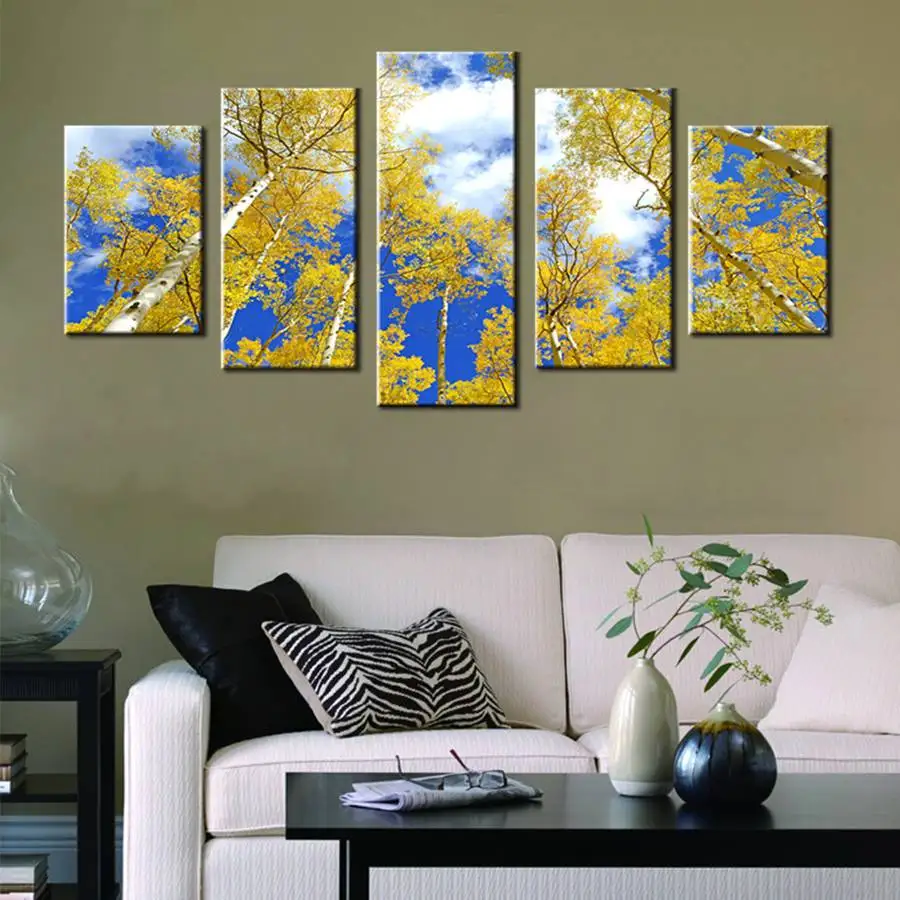 Офисный Настенный декор лесной природный пейзаж искусство Зеленый лист дерево