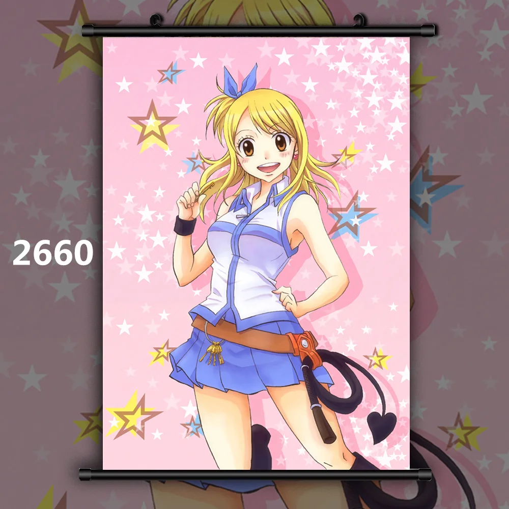 2660 Сказочный хвост Mirajane Erza Lucy Juvia Аниме Манга настенный плакат свиток B - Цвет: 2660