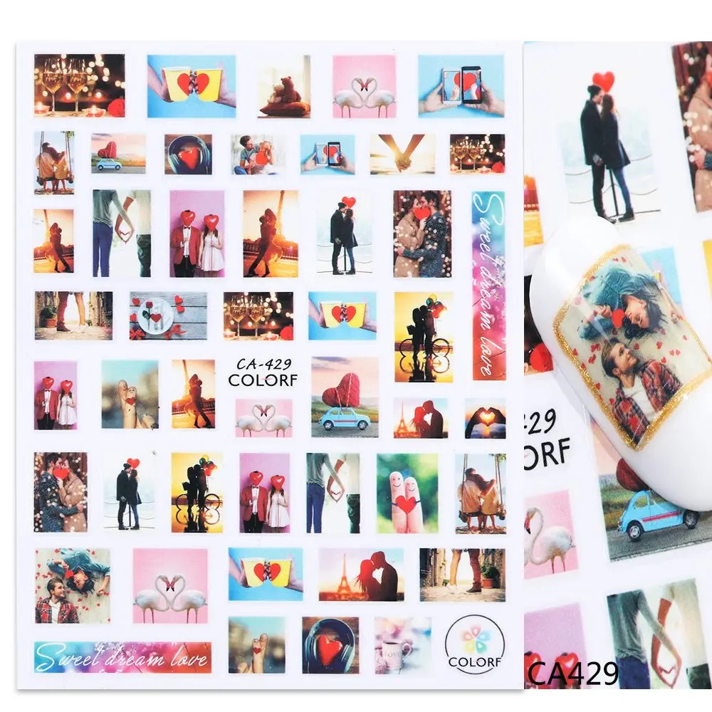 CA429 1 шт., стикеры 3D на ногти Nail Art, романтические наклейки на День святого Валентина, слайдер, губы, цветы, для путешествий, Переводные фольга, наклейки, французский маникюр, LACA428-436 - Цвет: CA429