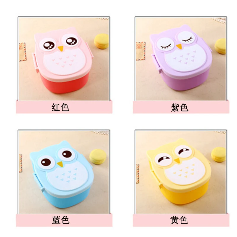 800-1000ml health care material 1 layer Bento cartoon children owl lunch box storage tableware | Дом и сад