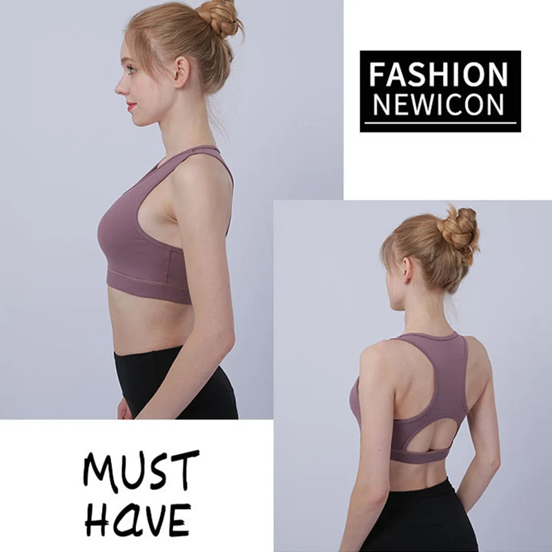 Seamless Sports Bra Top Fitness Women Racerback Running Crop Tops Pink Workout Padded Yoga High Impact Activewear | Спорт и