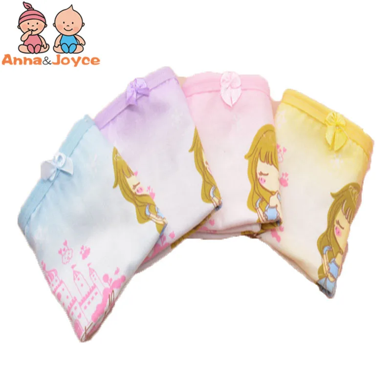 4 шт./лот хлопковые детские трусы-боксеры для девочек нижнее белье с рисунком