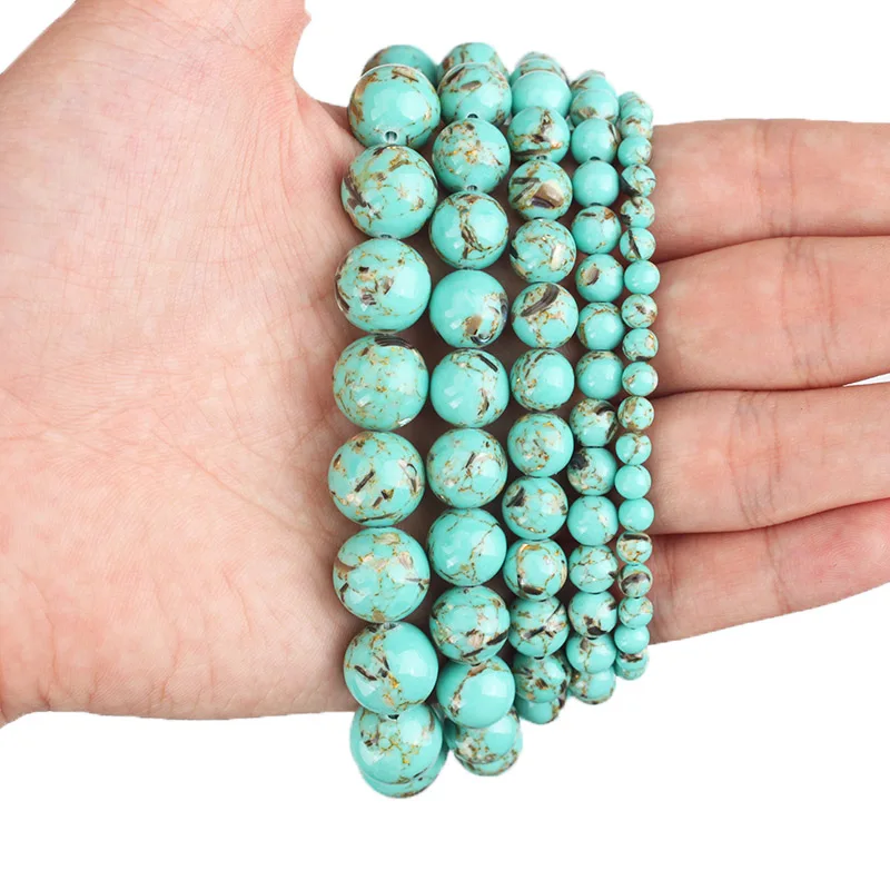 Бусины Howlite из натуральной раковины круглые бусины зеленого цвета свободного