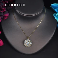 hibride new design flower shape aaa cubic zircon necklace fashion gold color jewely with long chain for women femme gift n 507