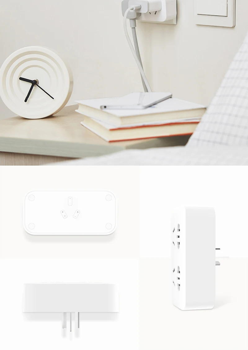 Xiaomi Mijia преобразователь питания портативный штекер Адаптер для путешествий для домашнего офиса 5 в 2.1A 2 розетки 2 USB быстрая зарядка