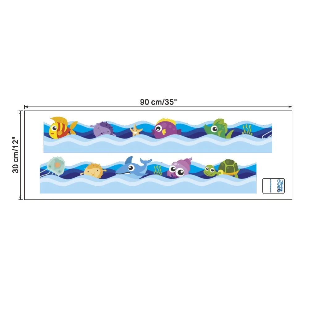Мультяшные морские животные волнистые настенные наклейки детская комната