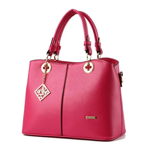 Rose Red Новая модная Офисная Женская однотонная сумка из искусственной кожи, Милая женская сумка через плечо - Цвет: Rose Red