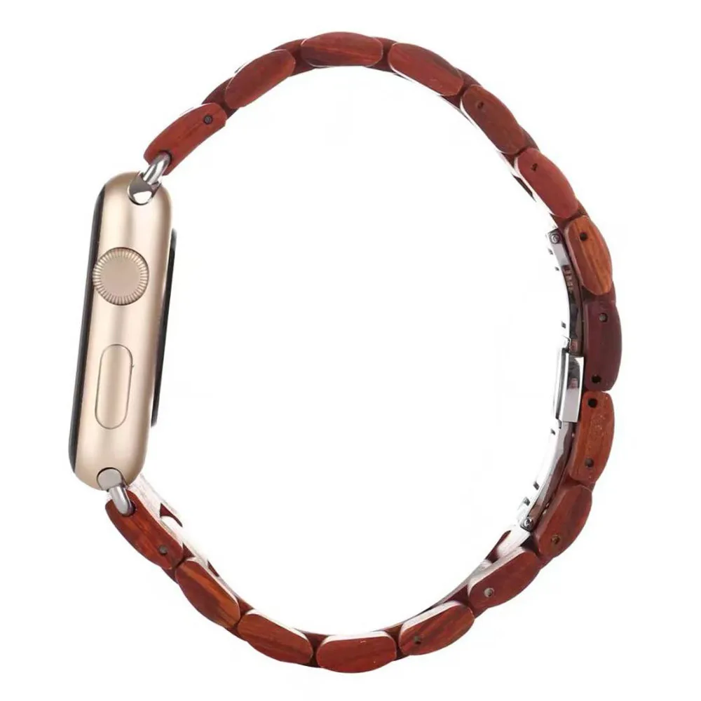 Высококачественный деревянный ремешок для часов для Apple Watch 38 мм 42 мм, браслет для умных часов, деревянный ремешок для часов Apple Watch Series 4 3 2 1
