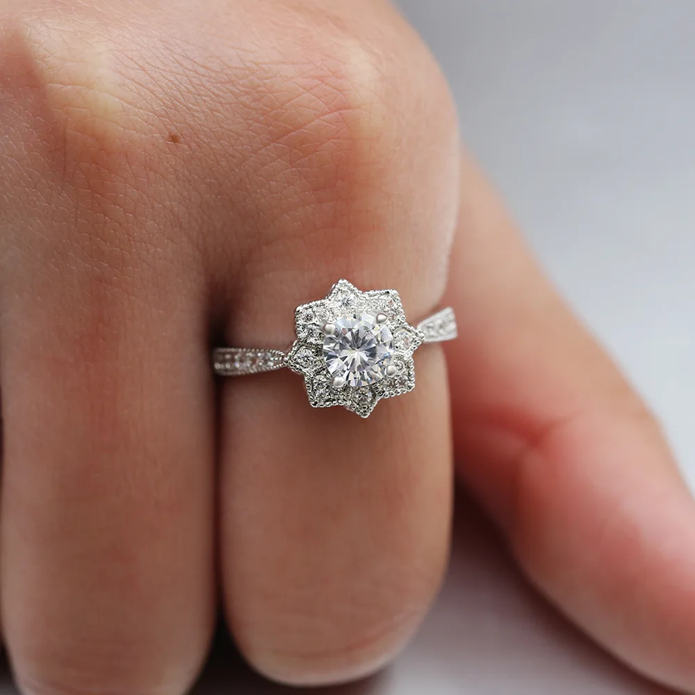 Женское медное кольцо с фианитом кристаллами|Кольца для помолвки| |