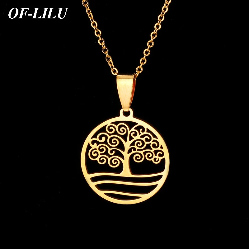 Ожерелье из нержавеющей стали с геометрическим рисунком Дерево жизни Модное