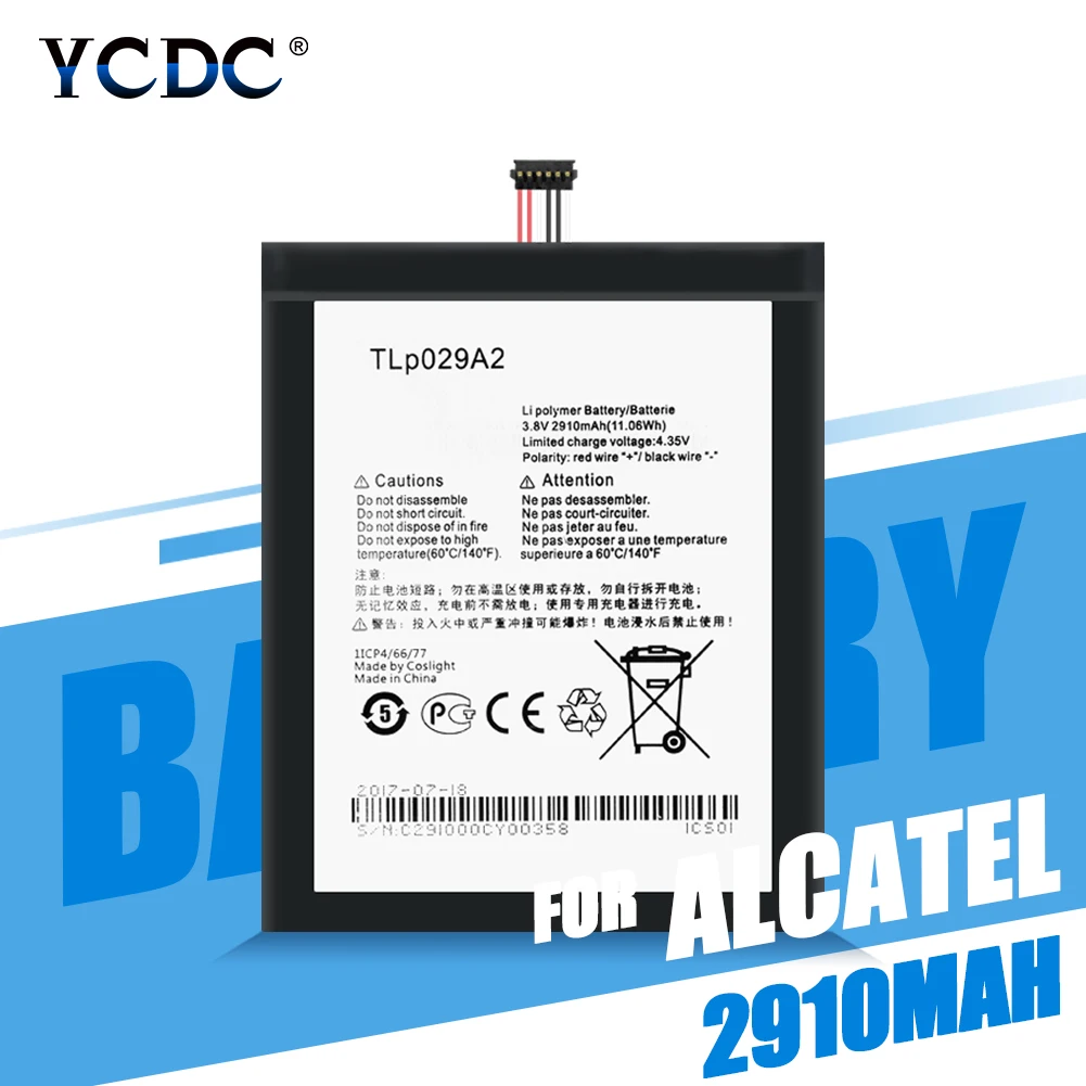 Литий полимерный аккумулятор TLp029A2 2910 мАч для Alcatel One Touch Idol 3 5 дюйма I806 6045Y 6045K 6045F / Pop