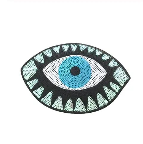 

DD New Evil Eeyball Sequined Sew on Patches for Clothing Bags DIY Sewing Accessories Large Eye Sequins Patch Appliques